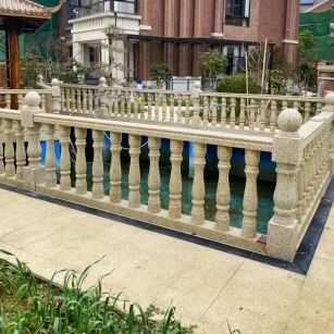 哈密黄金麻花岗岩石材栏杆，扶手，将军柱，花瓶柱