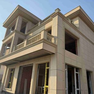 哈密 黄金麻花岗岩石材荔枝面外墙干挂效果展示