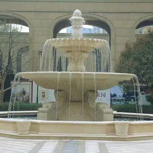 哈密 黄金麻花岗岩异型加工——户外庭院石雕流水喷泉