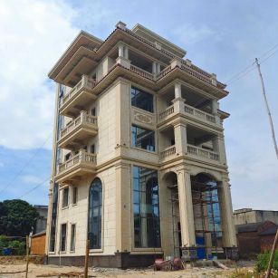 哈密 黄金麻花岗岩石材别墅外墙干挂搭配（雕花栏杆花瓶柱门楼罗马柱）