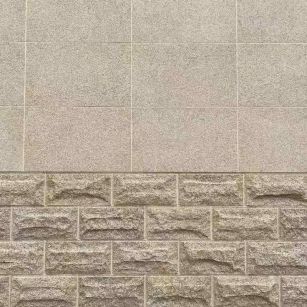 哈密 黄金麻自然面蘑菇石配荔枝面干挂