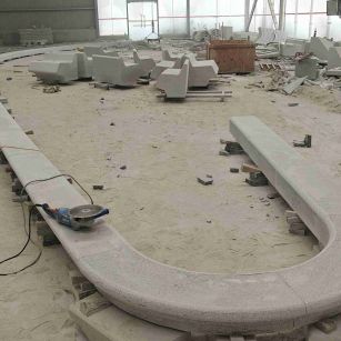 哈密 芝麻白花岗岩弧形花坛石，坐凳石