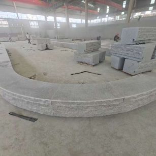 哈密 芝麻白异形坐凳，自然面光面弧形加工