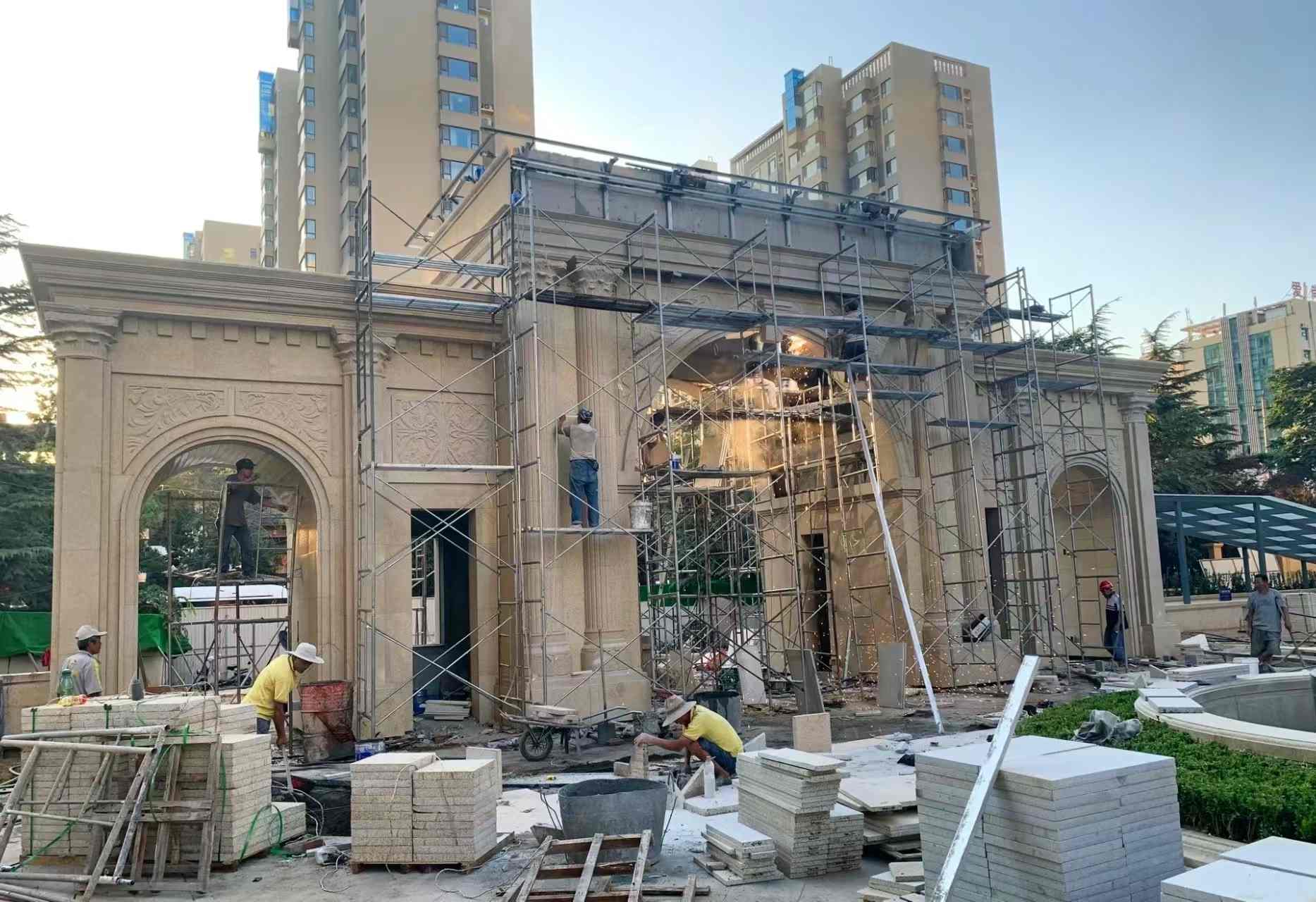 哈密 黄金麻荔枝面花岗岩小区门楼外墙干挂